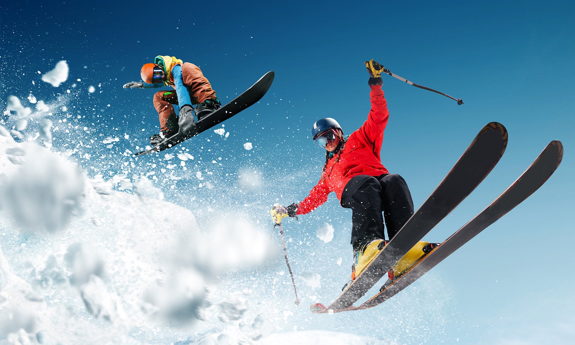 Snowboarding and Skiing